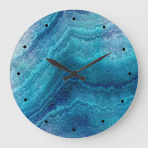 Blue Sea Green Agate Texture Große Wanduhr