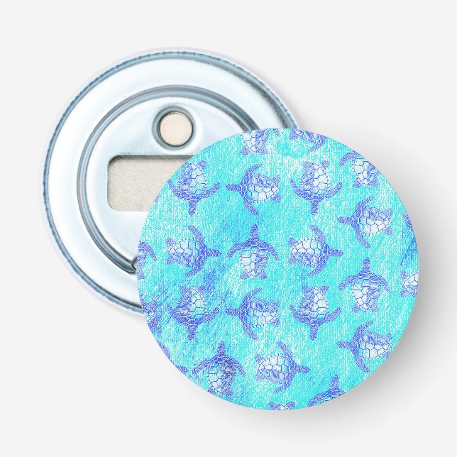 Blue Sea Turtle Print Flaschenöffner (Vorderseite)