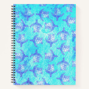 Blue Sea Turtle Print Notizbuch