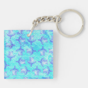 Blue Sea Turtle Print Schlüsselanhänger