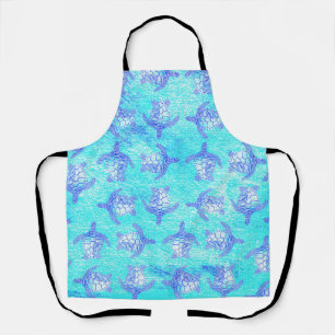 Blue Sea Turtle Print Schürze