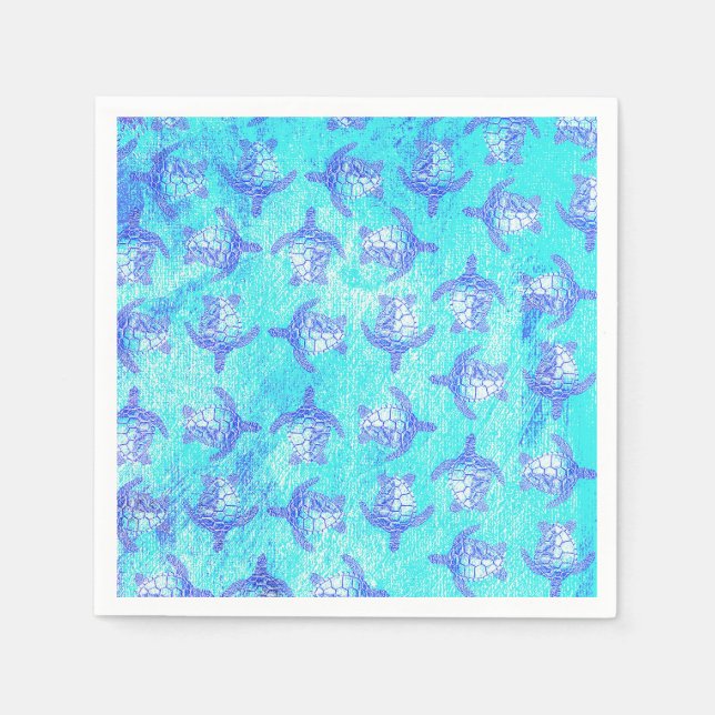 Blue Sea Turtle Print Serviette (Vorderseite)