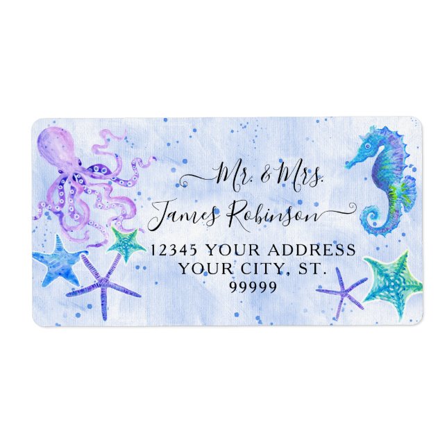 Blue Seahorse Starfish Octopus Seaside Baby Shower (Vorne)