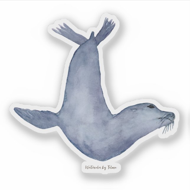 Blue seal watercolor illustration aufkleber (Vorderseite)