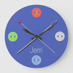 Blue Seamstress Wall Clock Große Wanduhr