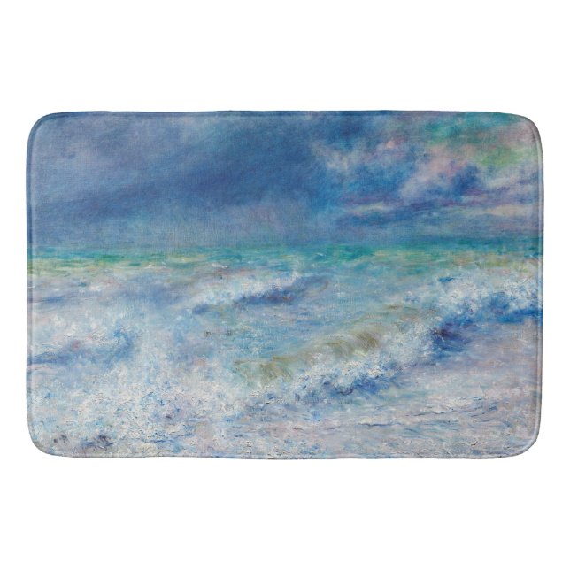 Blue Seascape von Renoir Impressionist Malerei Badematte (Vorderseite)