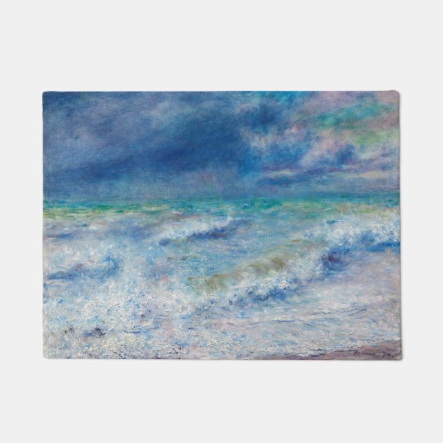 Blue Seascape von Renoir Impressionist Malerei Fußmatte (Vorderseite)