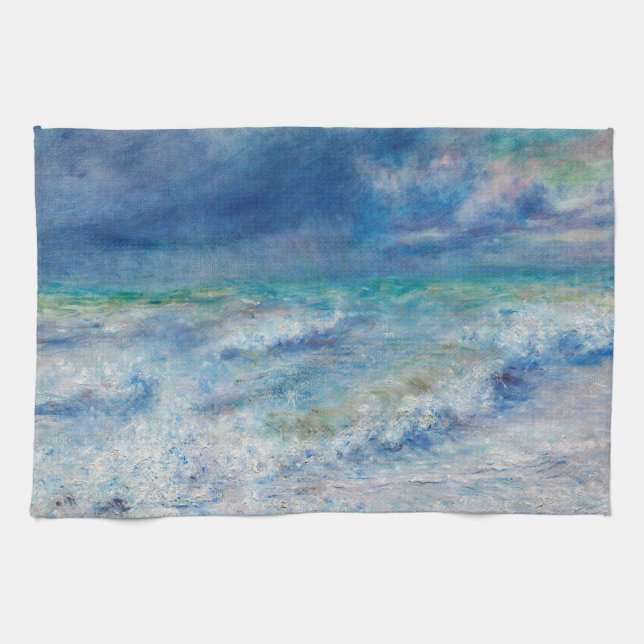 Blue Seascape von Renoir Impressionist Malerei Geschirrtuch (Horizontal)
