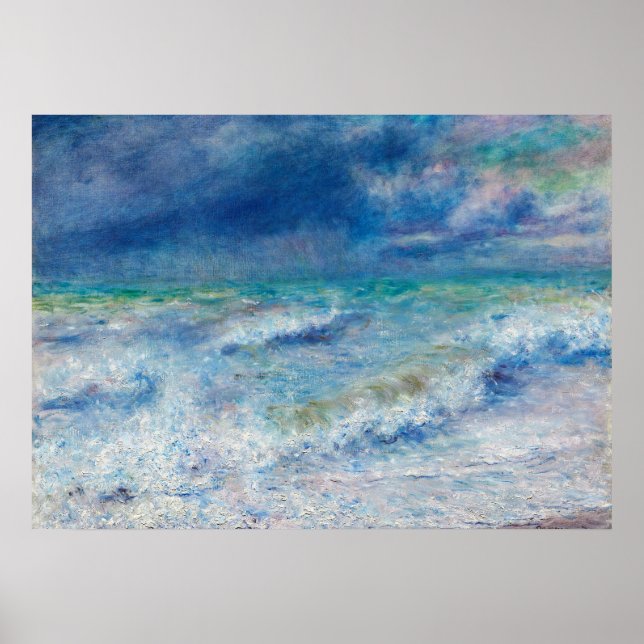 Blue Seascape von Renoir Impressionist Malerei Poster (Vorne)