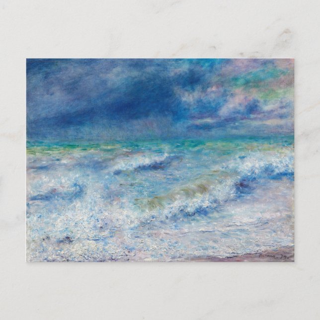 Blue Seascape von Renoir Impressionist Malerei Postkarte (Vorderseite)