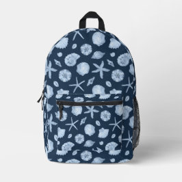 Blue Seashell Backpack Bedruckter Rucksack