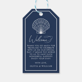 Blue Seashell Beach Elegante Hochzeit Willkommen Geschenkanhänger