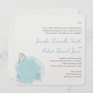 Blue Seashell Beach Hochzeit Einladung