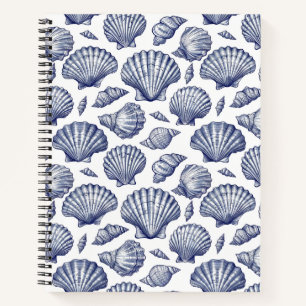 Blue Seashell Beach Themed Spiral Notebook Notizbuch