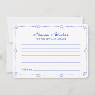 Blue Seashell Coastal Wedding Advice und Wünsche Mitteilungskarte