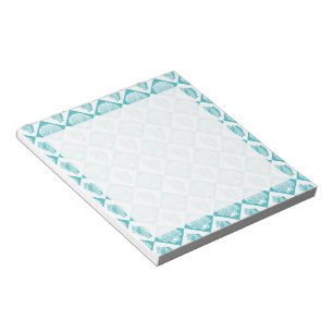 Blue Seashell Diamond Nautical Beach Notizblock