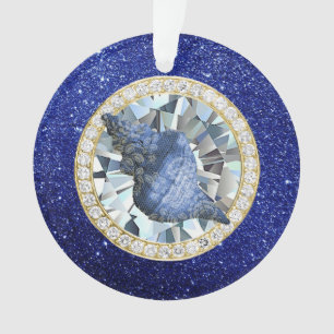 Blue Seashell Jewel Blue Imitats Glitzer Ornament
