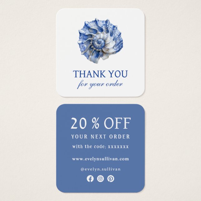 Blue Seashell Logo Discount Card (Vorne & Hinten)