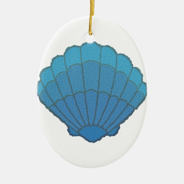 Blue Seashell Mosaic Keramik Ornament (Vorne)