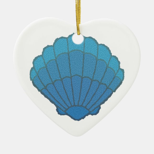 Blue Seashell Mosaic Keramik Ornament (Vorne)