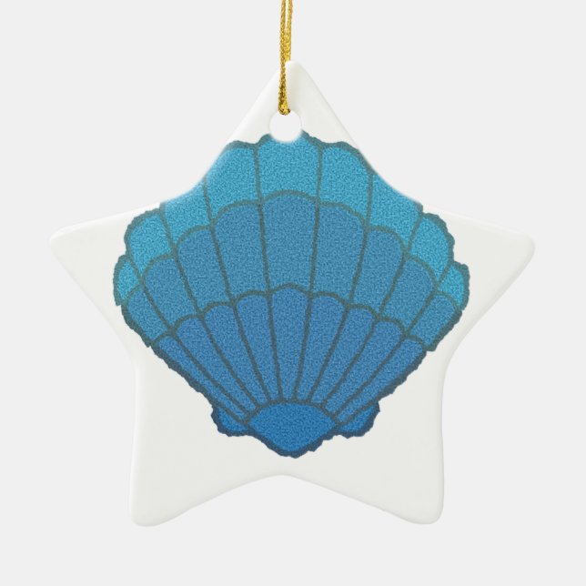 Blue Seashell Mosaic Keramikornament (Vorne)