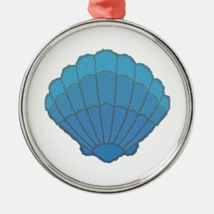 Blue Seashell Mosaic Ornament Aus Metall
