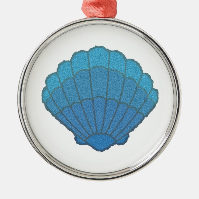Blue Seashell Mosaic Ornament Aus Metall (Vorne)