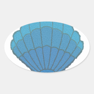 Blue Seashell Mosaic Ovaler Aufkleber