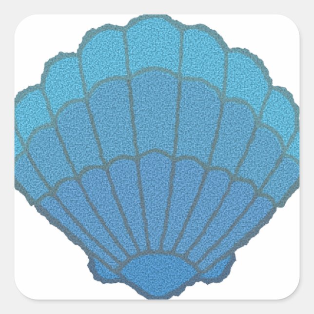 Blue Seashell Mosaic Quadratischer Aufkleber (Vorderseite)