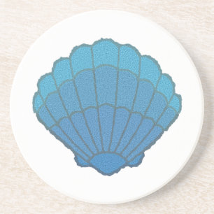 Blue Seashell Mosaic Sandstein Untersetzer