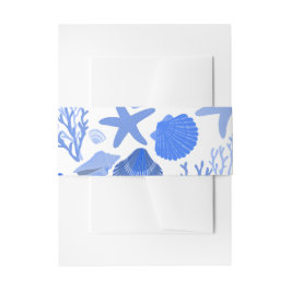 Blue Seashell Muster Hübsche Muscheln Beachy Custo Einladungsbanderole