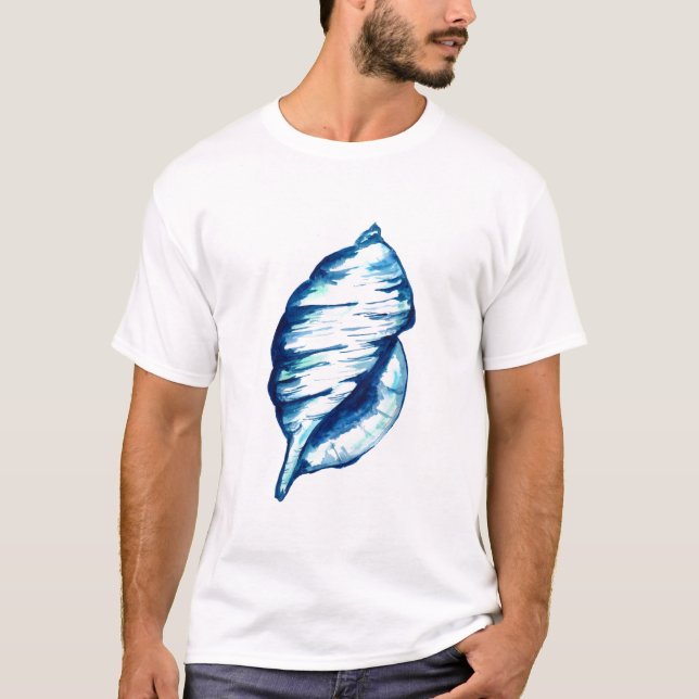 Blue Seashell Watercolor T-Shirt (Vorderseite)