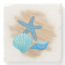 Blue Seashells auf Beach Untersetzer