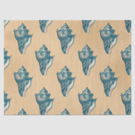 Blue Seashells auf Tan Decoupage Seidenpapier