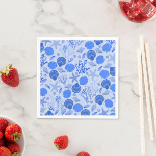 Blue Seashells BEACH Bridal Showparty Serviette