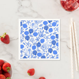 Blue Seashells BEACH Bridal Showparty Serviette