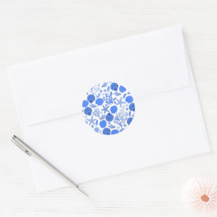 Blue Seashells Beach Niedlich Custom Runder Aufkleber