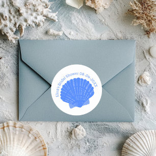 Blue Seashells CUSTOM Brautparty Wedding Runder Aufkleber