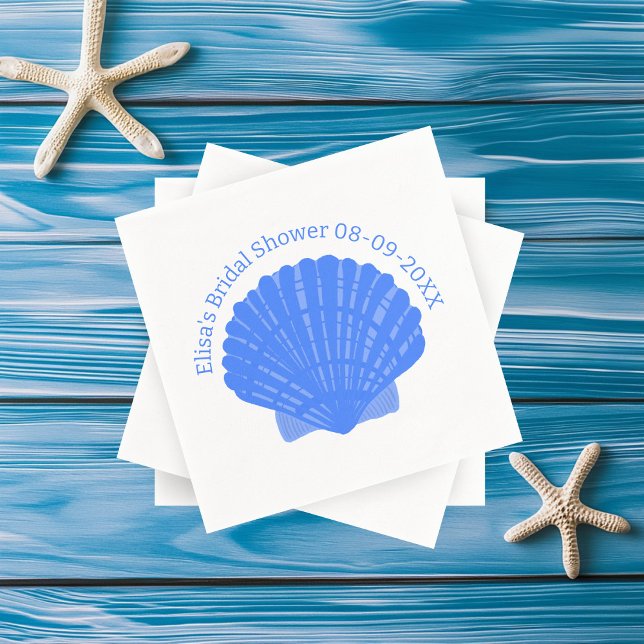 Blue Seashells CUSTOM Brautparty Wedding Serviette (Blue Seashells CUSTOM Bridal Shower Wedding Napkins
)