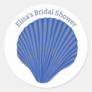 Blue Seashells CUSTOM Bridal SHower Runder Aufkleber
