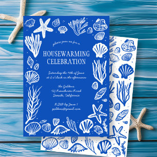 Blue Seashells Custom HOUSEWARMING PARTY Einladung