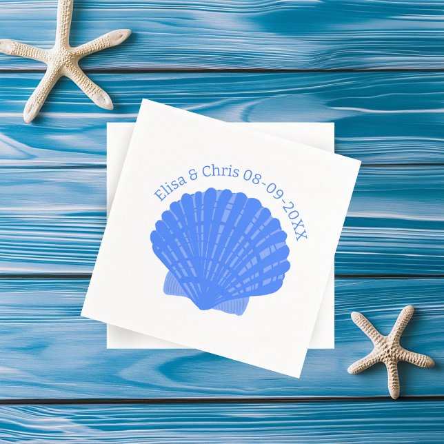 Blue Seashells CUSTOM Wedding Verlobung Serviette (Blue Seashells CUSTOM Wedding Engagement Napkins
)