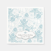 Blue Seashells Wedding oder Baby Shower Servietten