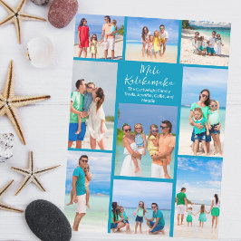 Blue Seaside Family Photo Collage Beach Christmas Feiertagskarte