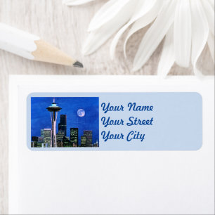 Blue Seattle Skyline