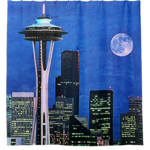 Blue Seattle Skyline Duschvorhang