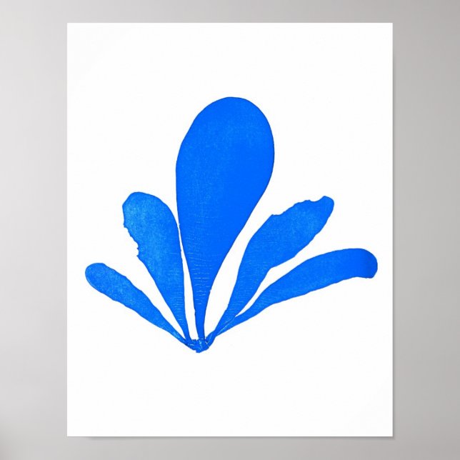 Blue Seaweed Print No. 11 Coastal Botanical Print. Poster (Vorne)