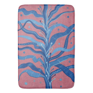 Blue Seaweed Rose Taupe Unterwasser Absract Blume Badematte