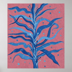 Blue Seaweed Rose Taupe Unterwasser Absract Blume Poster