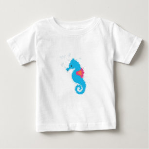Blue Seepferd Cartoon Baby T-shirt